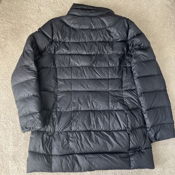 Lands End Down Puffer Parka Womens Large 14-16 Black Long Minimalist Insulated - Picture 5 of 5